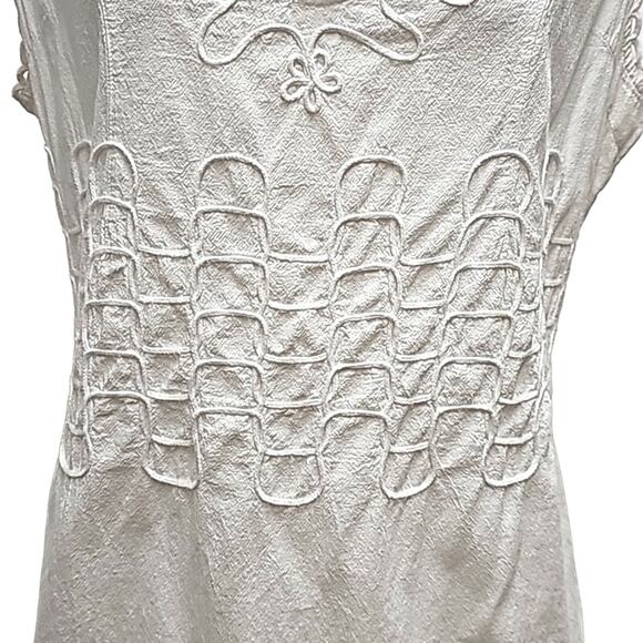Cotton Natural Womens Gauzy White Embroidered Smocked Back Tunic Top Size XXL - Picture 3 of 13